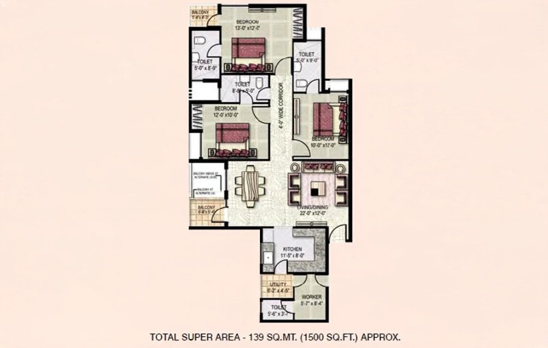 4 BHK floor plan