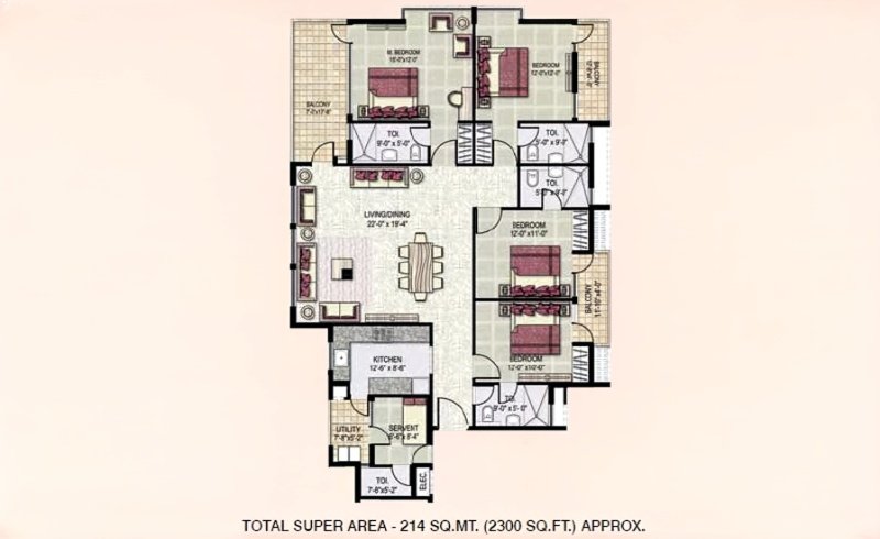 Jaypee Klassic Heights unit floor plan reference